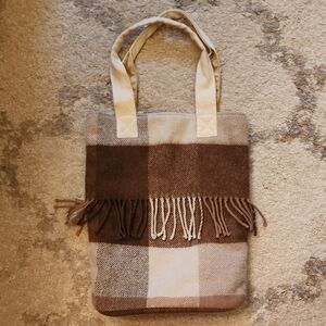 Plaid Brown and Cream Tote Bag